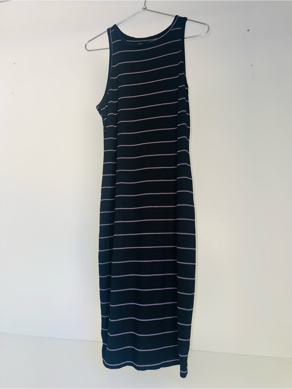 BCBGeneration Black Sleeveless Striped Maxi Dress